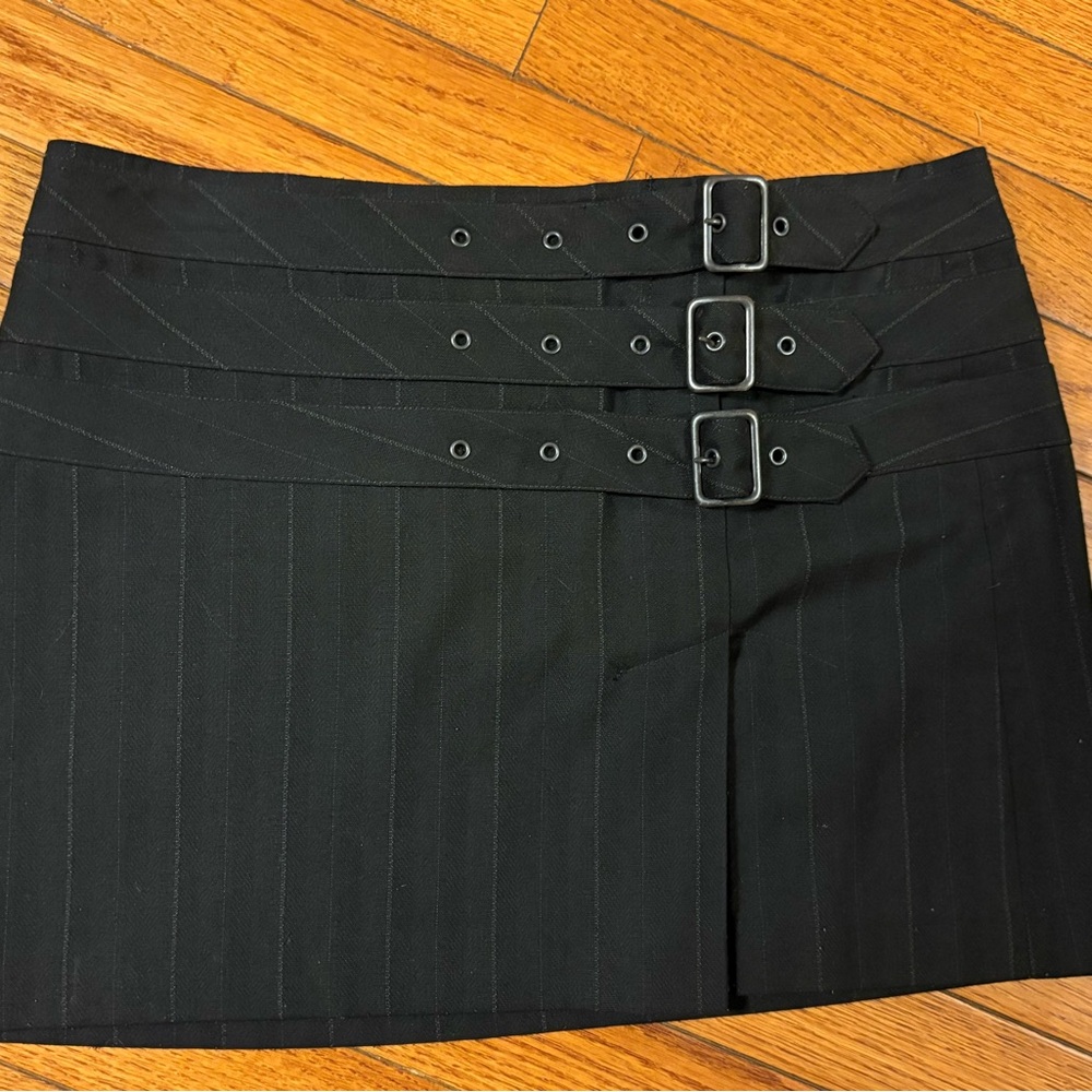 Black Buckle Detail Mini Skirt